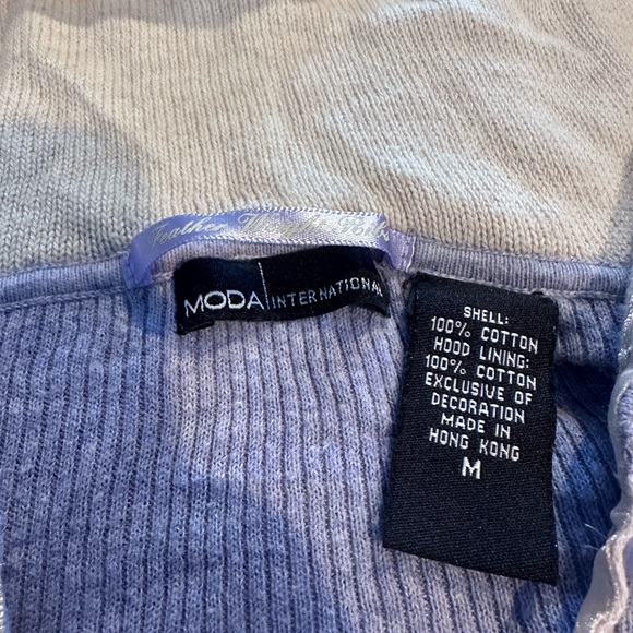 Women's MODA International Lilac Layered Hoodie Long Sleeve Top Sz Medium - Picture 10 of 10